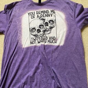 Gildan Purple Short Sleeve Tee with Skull Graphic